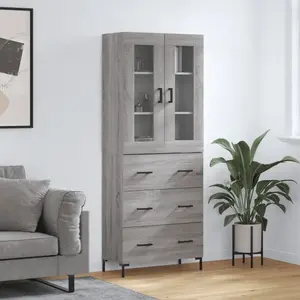 vidaXL Buffet haut Sonoma gris 69,5x34x180 cm Bois d'ingénierie pas cher
