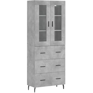 vidaXL Buffet haut Gris béton 69,5x34x180 cm Bois d'ingénierie pas cher