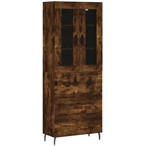 vidaXL Buffet haut Chêne fumé 69,5x34x180 cm Bois d'ingénierie pas cher