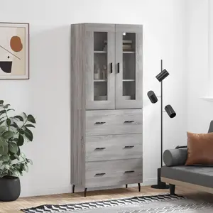 vidaXL Buffet haut Sonoma gris 69,5x34x180 cm Bois d'ingénierie pas cher