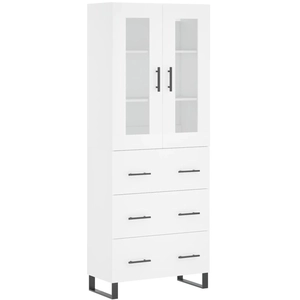 vidaXL Buffet haut Blanc 69,5x34x180 cm Bois d'ingénierie pas cher