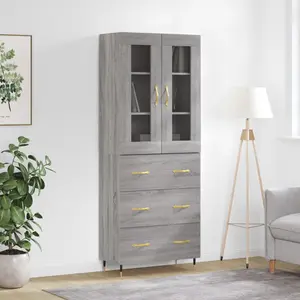 vidaXL Buffet haut Sonoma gris 69,5x34x180 cm Bois d'ingénierie pas cher