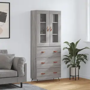 vidaXL Buffet haut Sonoma gris 69,5x34x180 cm Bois d'ingénierie pas cher