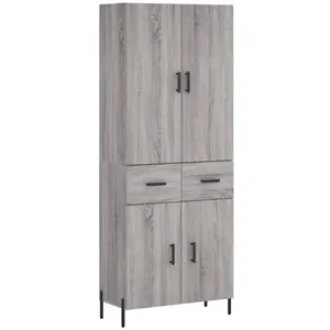 vidaXL Buffet haut Sonoma gris 69,5x34x180 cm Bois d'ingénierie pas cher