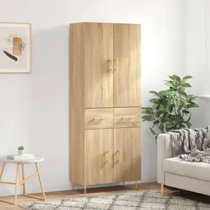 vidaXL Buffet haut Chêne sonoma 69,5x34x180 cm Bois d'ingénierie pas cher