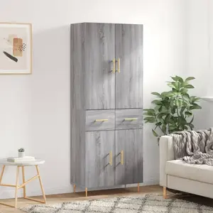 vidaXL Buffet haut Sonoma gris 69,5x34x180 cm Bois d'ingénierie pas cher