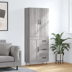 vidaXL Buffet haut Sonoma gris 69,5x34x180 cm Bois d'ingénierie pas cher