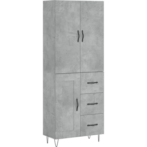 vidaXL Buffet haut Gris béton 69,5x34x180 cm Bois d'ingénierie pas cher