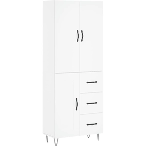 vidaXL Buffet haut Blanc 69,5x34x180 cm Bois d'ingénierie pas cher