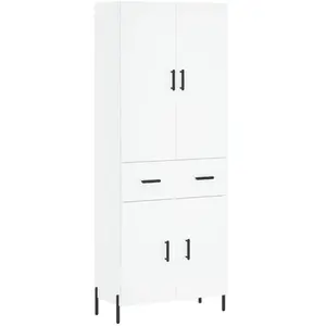 vidaXL Buffet haut Blanc 69,5x34x180 cm Bois d'ingénierie pas cher
