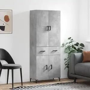 vidaXL Buffet haut Gris béton 69,5x34x180 cm Bois d'ingénierie pas cher