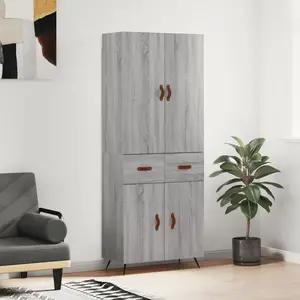vidaXL Buffet haut Sonoma gris 69,5x34x180 cm Bois d'ingénierie pas cher