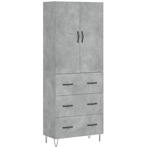 vidaXL Buffet haut Gris béton 69,5x34x180 cm Bois d'ingénierie pas cher