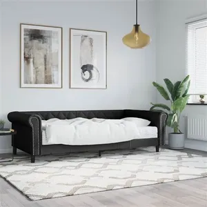 vidaXL Lit de jour avec matelas noir 90x200 cm similicuir