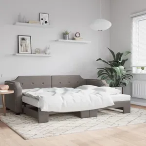 vidaXL Vidaxl Lit De Jour Avec Lit Gigogne Taupe 90x200 Cm Tissu pas cher