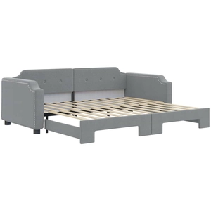 vidaXL Lit de jour avec lit gigogne gris clair 80x200 cm tissu pas cher