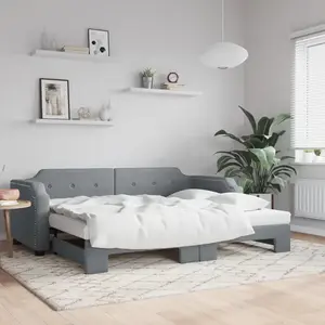vidaXL Lit de jour avec lit gigogne gris clair 90x200 cm tissu pas cher