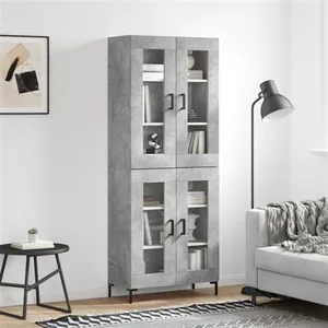 vidaXL Buffet haut Gris béton 69,5x34x180 cm Bois d'ingénierie pas cher