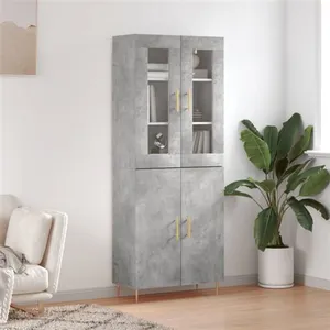 vidaXL Buffet haut Gris béton 69,5x34x180 cm Bois d'ingénierie pas cher