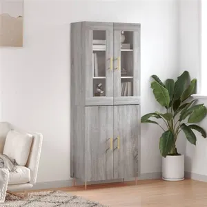 vidaXL Buffet haut Sonoma gris 69,5x34x180 cm Bois d'ingénierie pas cher