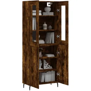 vidaXL Buffet haut Chêne fumé 69,5x34x180 cm Bois d'ingénierie pas cher