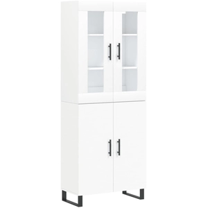 vidaXL Buffet haut Blanc 69,5x34x180 cm Bois d'ingénierie pas cher