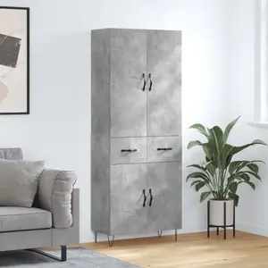 vidaXL Buffet haut Gris béton 69,5x34x180 cm Bois d'ingénierie pas cher