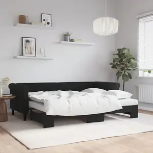 vidaXL Lit de jour avec lit gigogne et matelas noir 80x200 cm velours pas cher