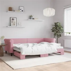 vidaXL Lit de jour avec lit gigogne rose 80x200 cm velours pas cher