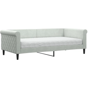 vidaXL Lit de jour avec matelas gris clair 90x190 cm velours pas cher