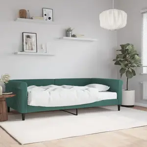 vidaXL Lit de jour avec matelas vert foncé 100x200 cm velours pas cher