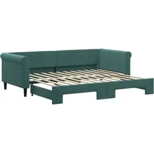 vidaXL Lit de jour avec lit gigogne vert foncé 90x200 cm velours pas cher