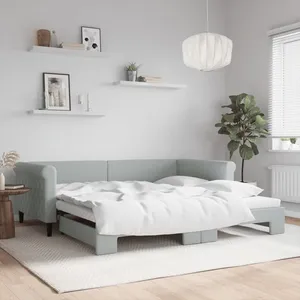 vidaXL Lit de jour avec gigogne sans matelas gris clair 100x200 cm pas cher