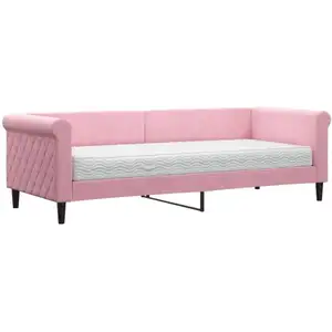 vidaXL Vidaxl Lit De Jour Avec Matelas Rose 80x200 Cm Velours pas cher