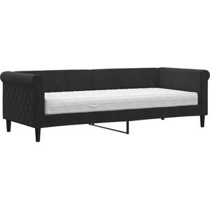 vidaXL Lit de jour avec matelas noir 80x200 cm velours pas cher