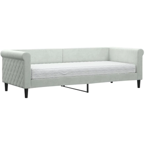 vidaXL Lit de jour avec matelas gris clair 80x200 cm velours pas cher