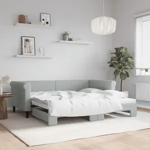 vidaXL Lit de jour avec lit gigogne gris clair 90x190 cm velours pas cher