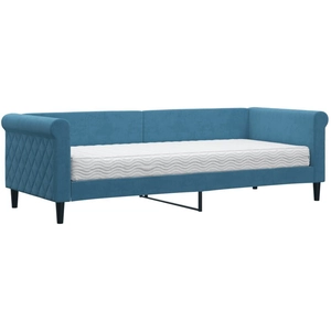 vidaXL Lit de jour avec matelas bleu 80x200 cm velours pas cher