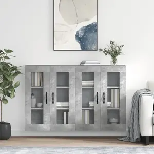 vidaXL Armoires murales 2 pcs gris béton bois d'ingénierie pas cher