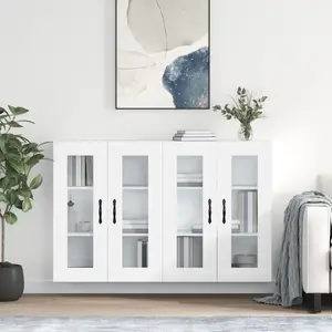 vidaXL Armoires murales 2 pcs blanc bois d'ingénierie pas cher