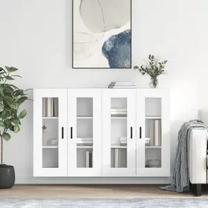 vidaXL Armoires murales 2 pcs blanc bois d'ingénierie pas cher