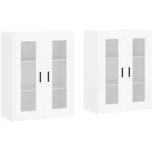 vidaXL Armoires murales 2 pcs blanc bois d'ingénierie pas cher