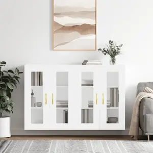 vidaXL Armoires murales 2 pcs blanc bois d'ingénierie pas cher