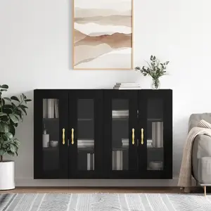 vidaXL Armoires murales 2 pcs noir bois d'ingénierie pas cher