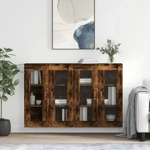vidaXL Armoires murales 2 pcs chêne fumé bois d'ingénierie pas cher