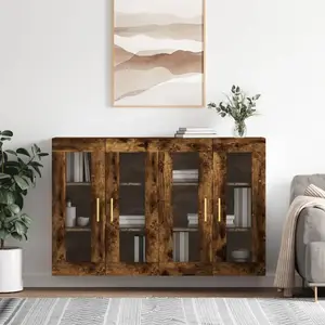 vidaXL Armoires murales 2 pcs chêne fumé bois d'ingénierie pas cher