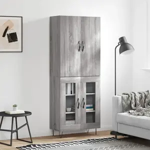 vidaXL Buffet haut Sonoma gris 69,5x34x180 cm Bois d'ingénierie pas cher