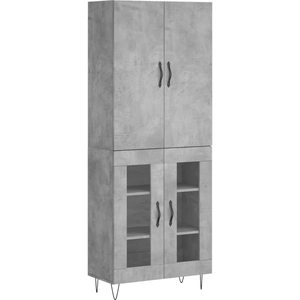 vidaXL Buffet haut Gris béton 69,5x34x180 cm Bois d'ingénierie pas cher