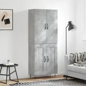 vidaXL Buffet haut Gris béton 69,5x34x180 cm Bois d'ingénierie pas cher