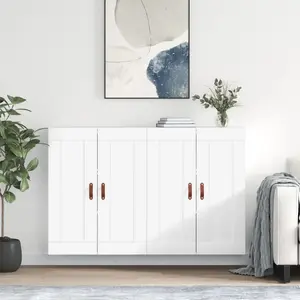 vidaXL Armoires murales 2 pcs blanc bois d'ingénierie pas cher